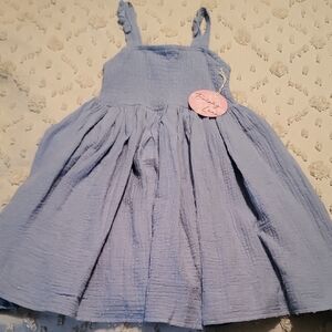 Charming Blue Swiss Dots Girls Dress Size 8